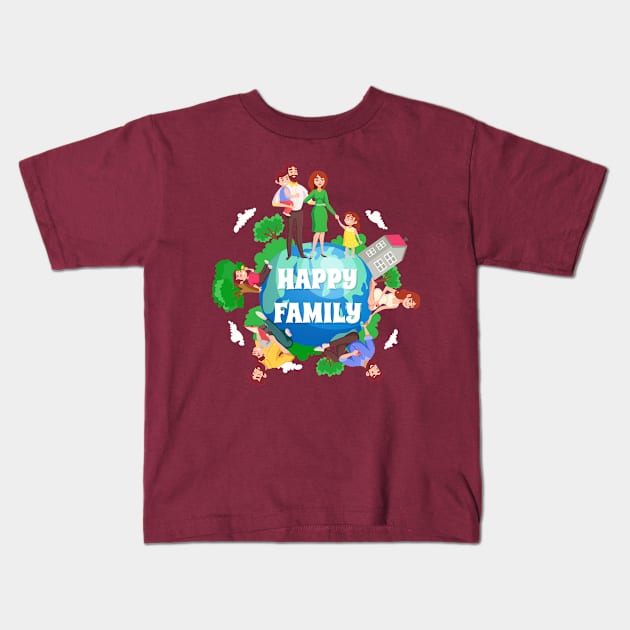 Happy Family Kids T-Shirt by Mako Design 